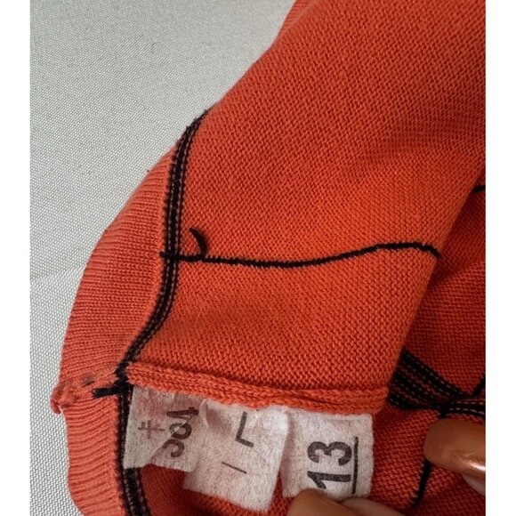 Dressbarn L Orange Black Window Pane Plaid Cardigan Cami Sweater Knit Layered - Picture 8 of 16